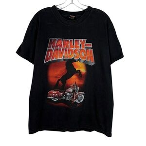 Harley Davidson Vintage Y2K 2000 White Stag Horse Biker Tee Large Grunge NJ